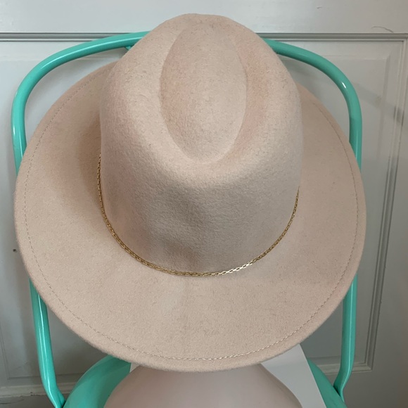 NWT J. Crew 100% Wool Cream Fedora Gold Chain M/L main image 6